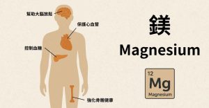 鎂（Magnesium）可以幫助放鬆大腦、保護心血管、控制血糖，以及強化骨骼健康。