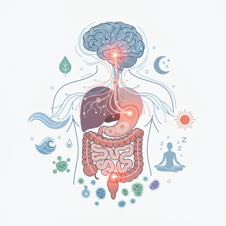 Illustration for a health wellness article. Focus on: general wellness and self-care. Show the healt