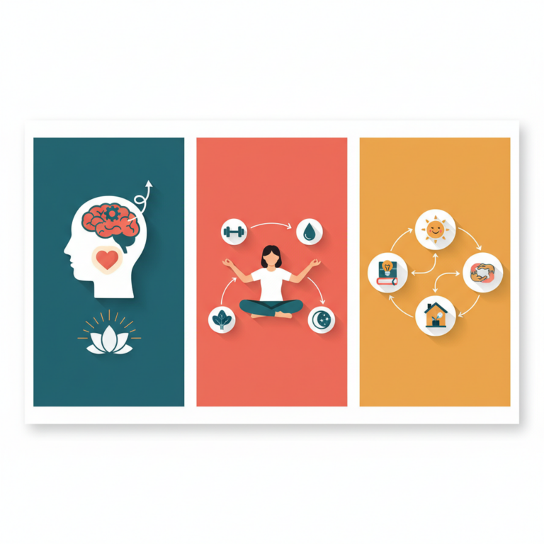 Illustration for a health wellness article. Focus on: general wellness and self-care. Show the healt
