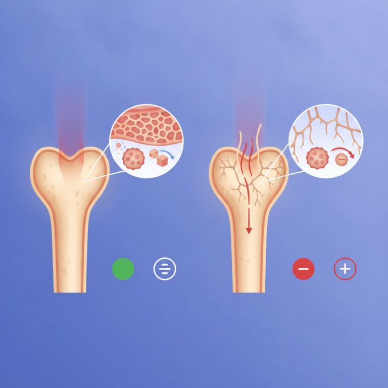 Illustration for a health wellness article. Focus on: bone density and skeletal structure. Show bone